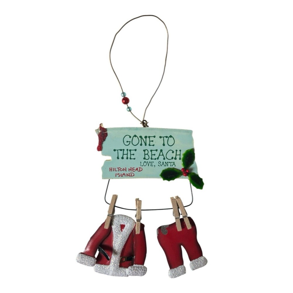 Cape Shore Christmas Ornament Hanging Santa  Suit Gone to the Beach Hawaii 4.5